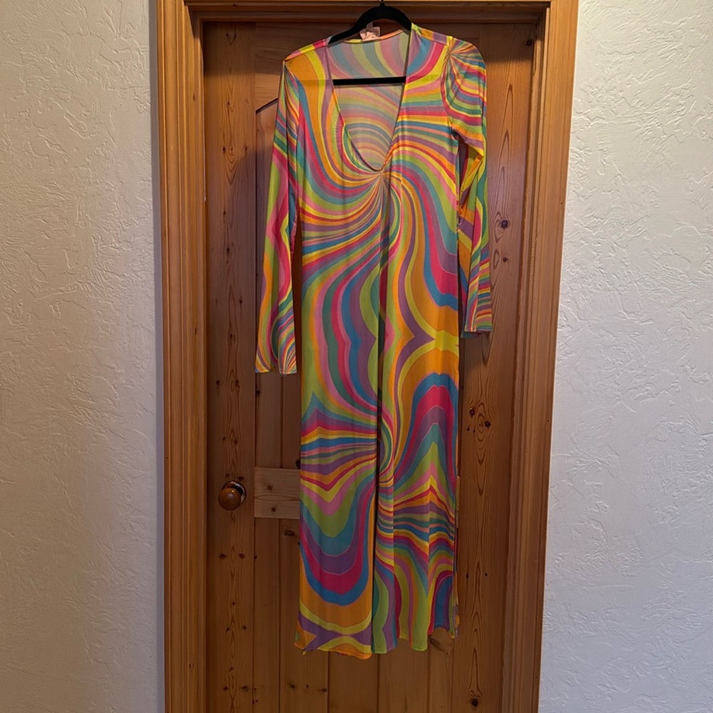 Show Me Your MuMu Multicolor Swirl Mesh Swim Coverup